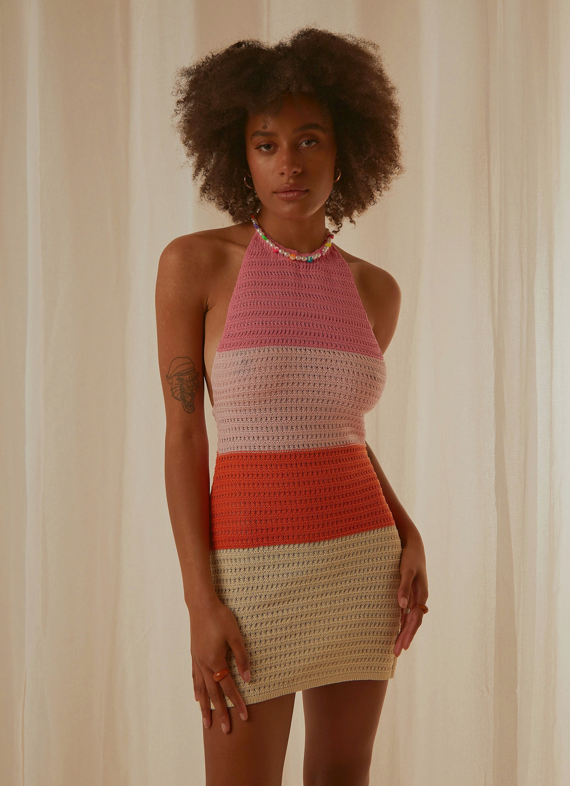 Last Sunset Hour Crochet Mini Dress