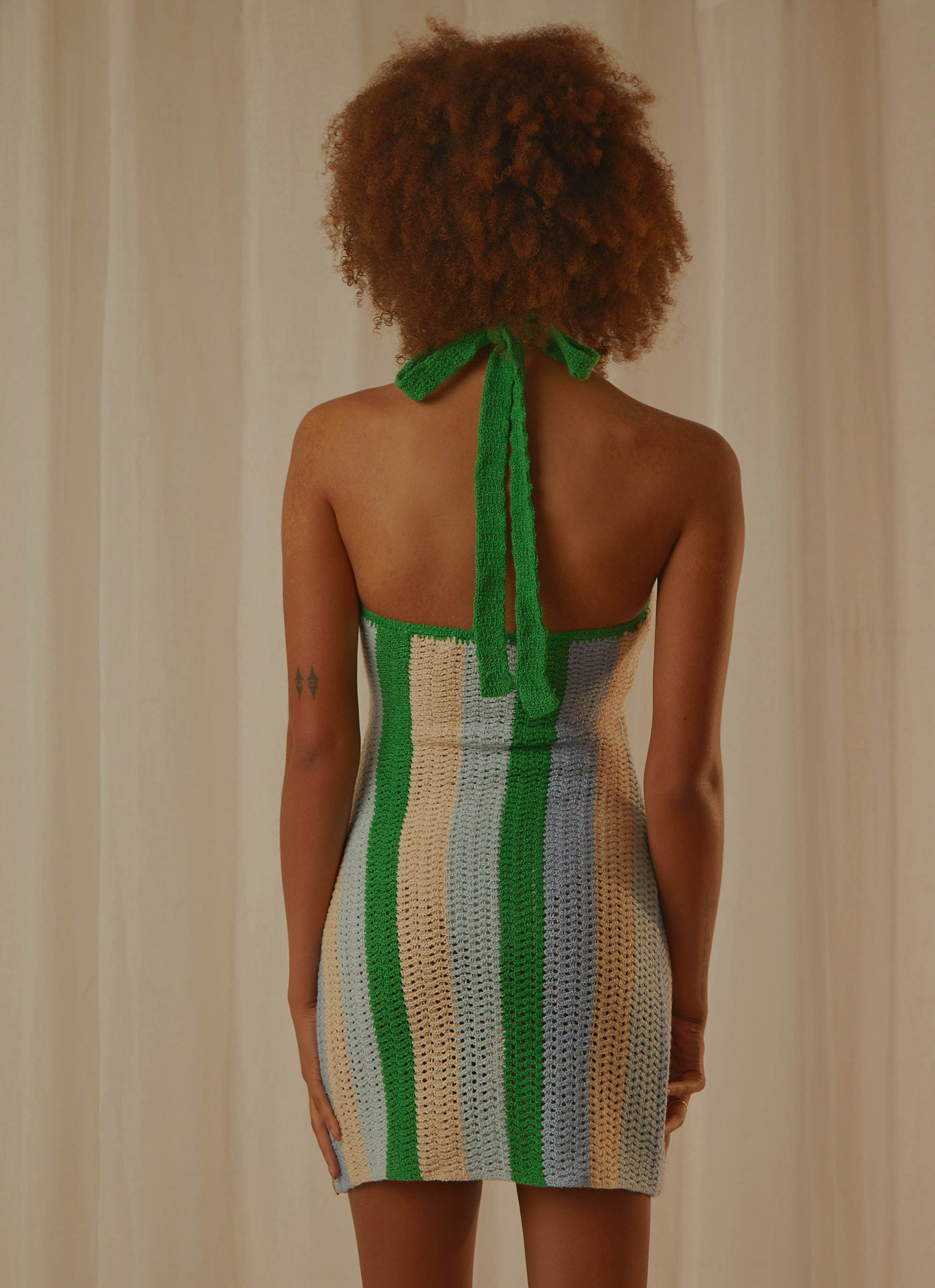 Palm Trees Crochet Mini Dress - Multi Stripe Palm Trees Crochet Mini Dress - Multi Stripe